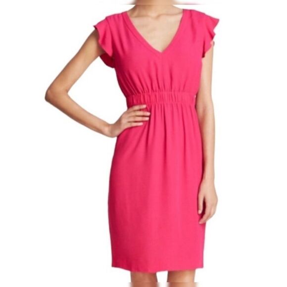 Kate Spade Fluid Crepe Frill Dress Bright Pink Size 0 - Picture 1 of 10